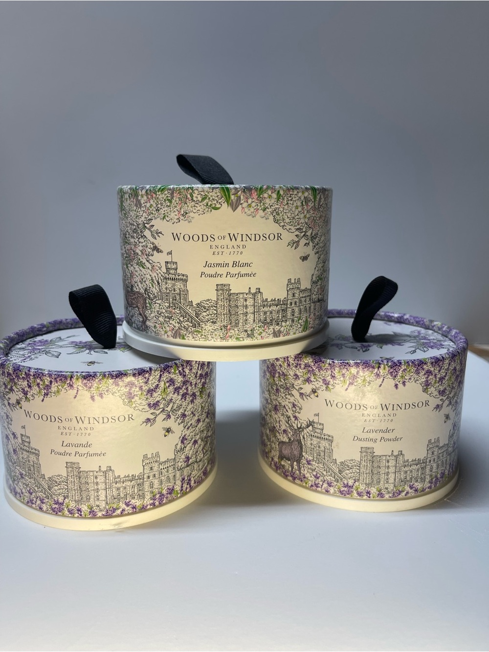 NWT Lot of 3 Woods of Windsor England Dusting Powder Lavender Jasmine